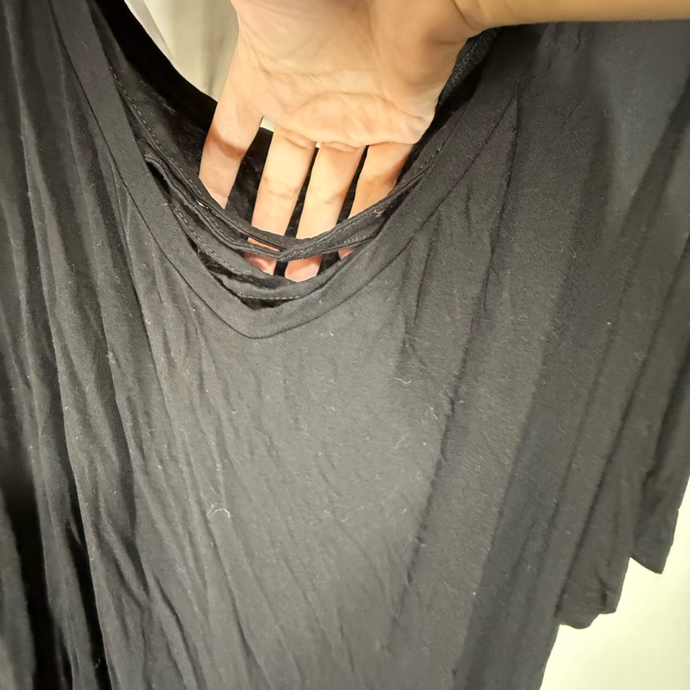 ⚡️Black Drape Neck Tunic Top Oversized Swim Coverup Short Sleeve 2X